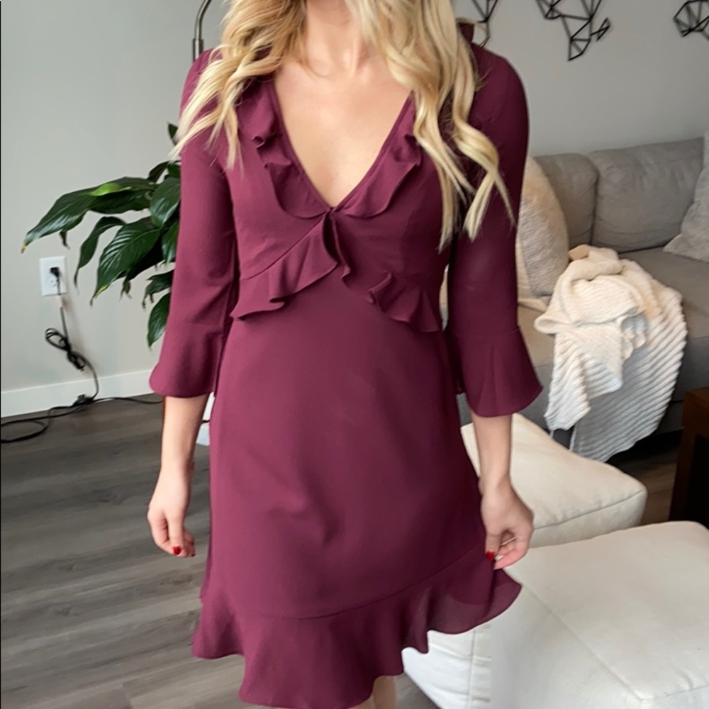 Maroon dress with ruffles